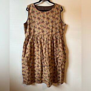Handmade Moose Print Dress with Pockets Country Maine Western